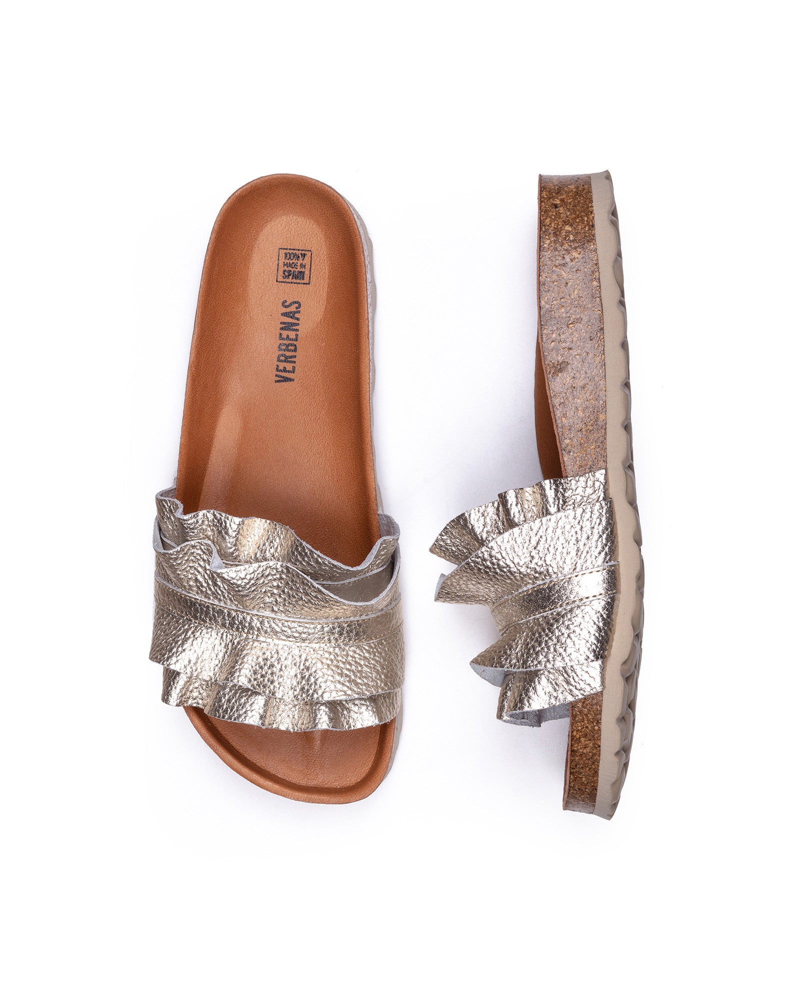 SANDALIAS ROCÍO NUCLEO METAL VOLANTE ORO
