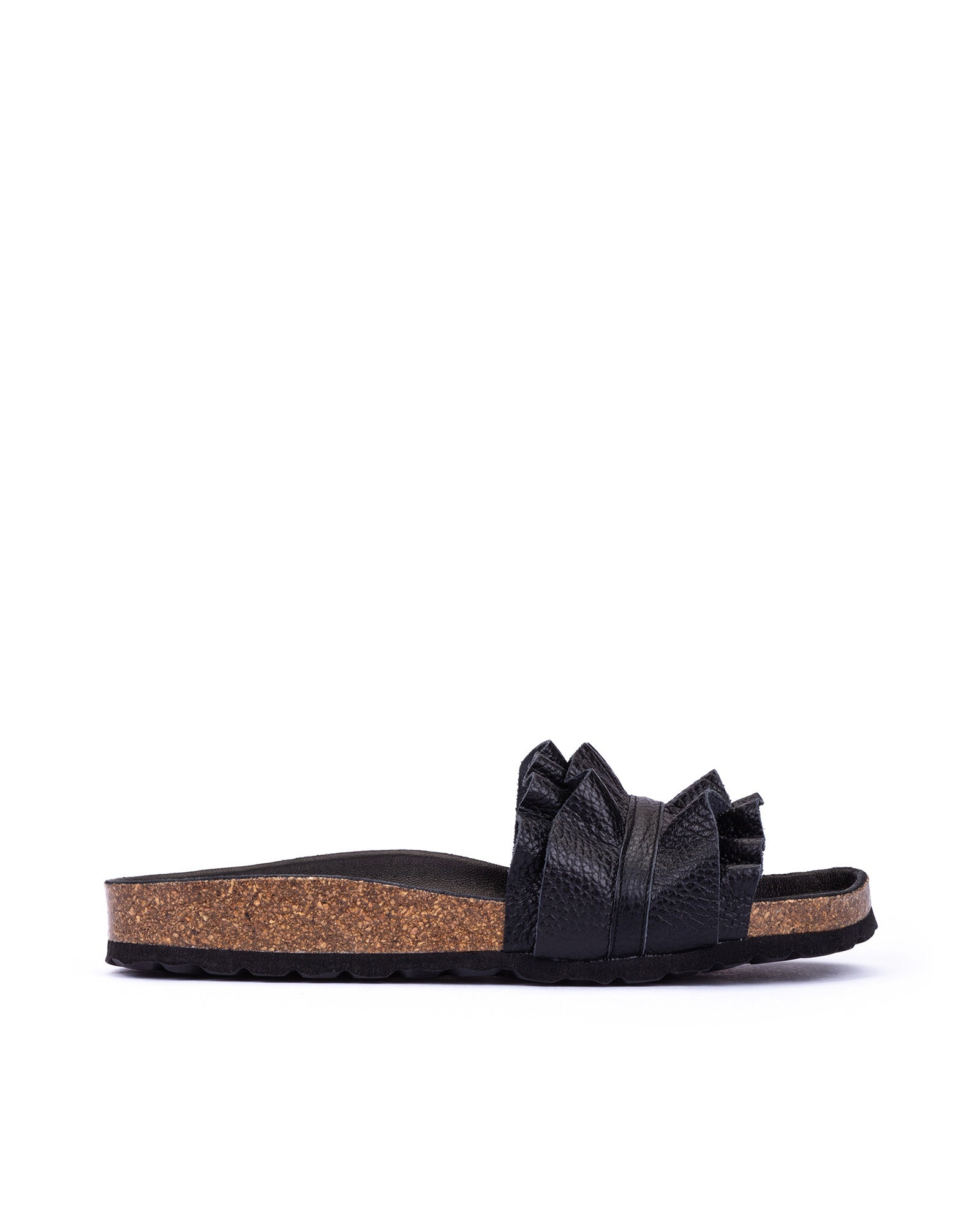 SANDALIAS ROCÍO NUCLEO VOLANTE NEGRO