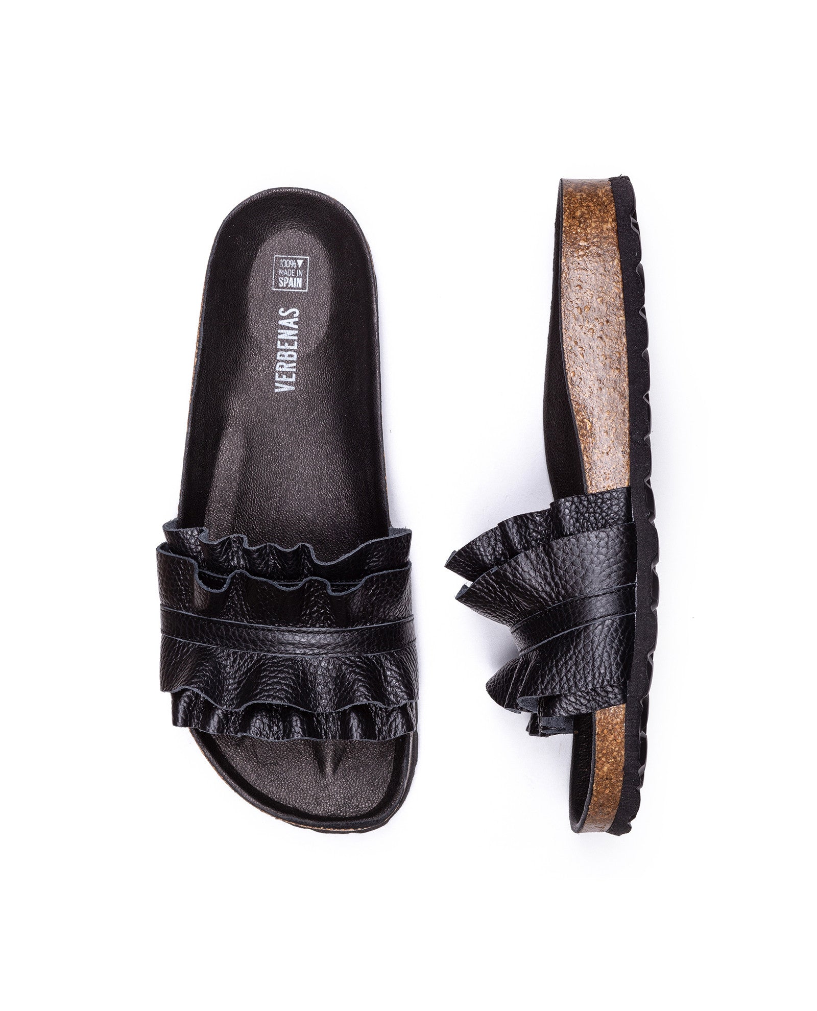 SANDALIAS ROCÍO NUCLEO VOLANTE NEGRO