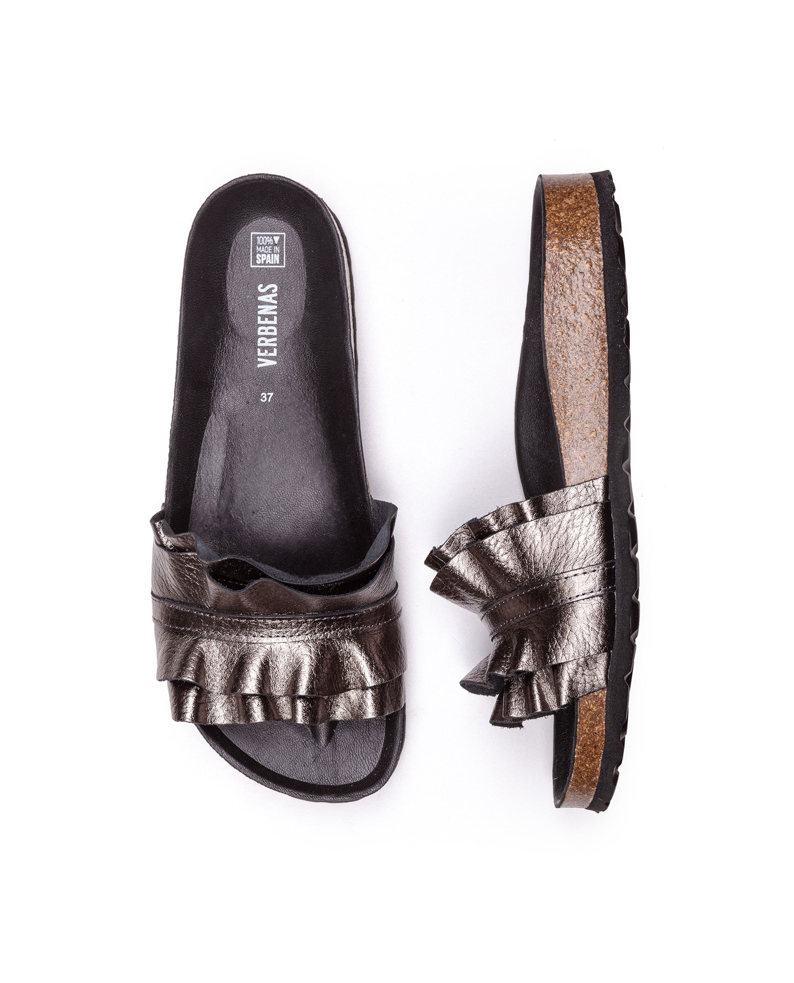 SANDALIAS ROCÍO NUCLEO METAL VOLANTE PLOMO