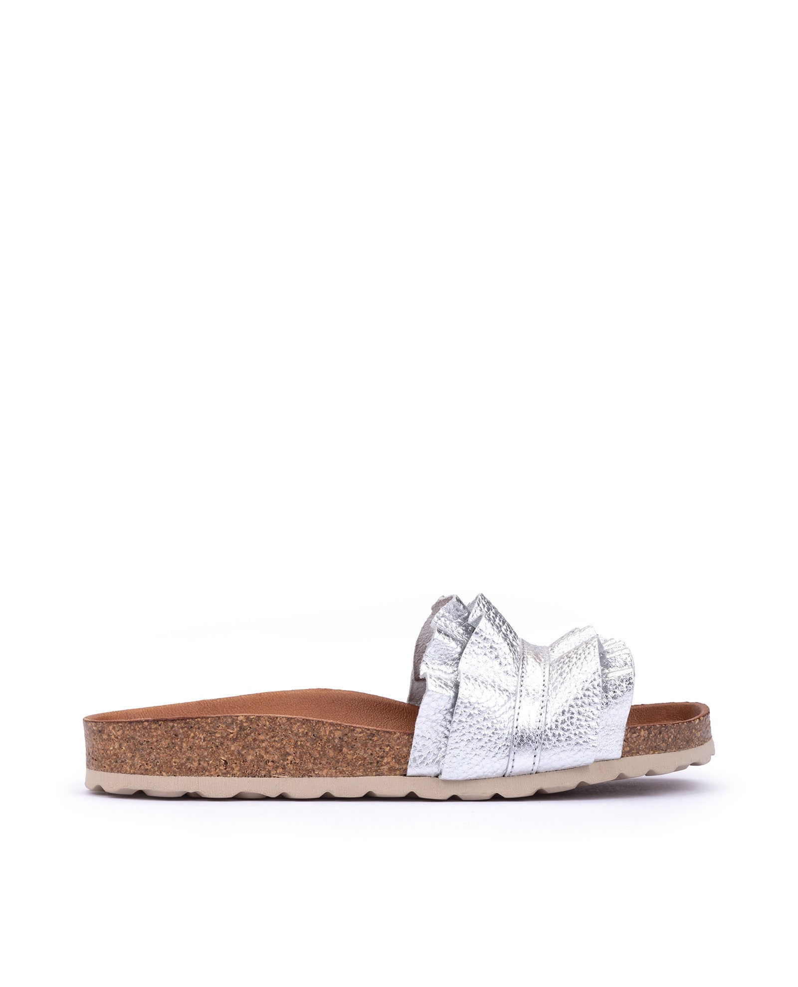 SANDALIAS ROCÍO NUCLEO METAL VOLANTE PLATA