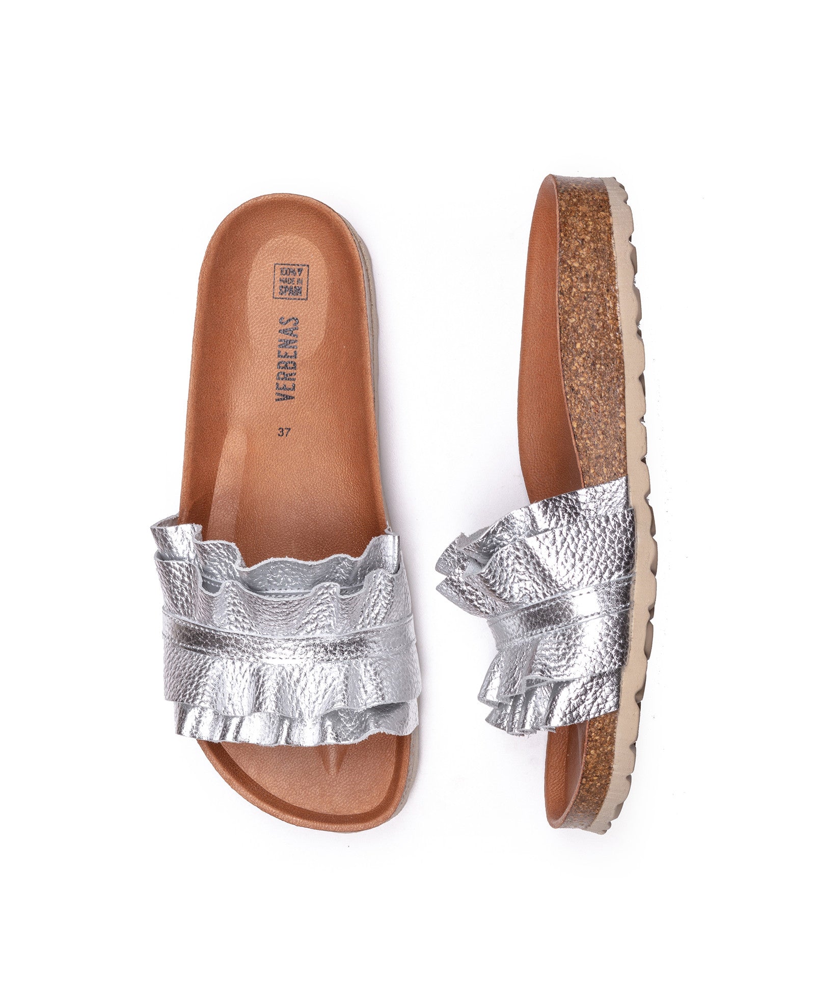 SANDALIAS ROCÍO NUCLEO METAL VOLANTE PLATA