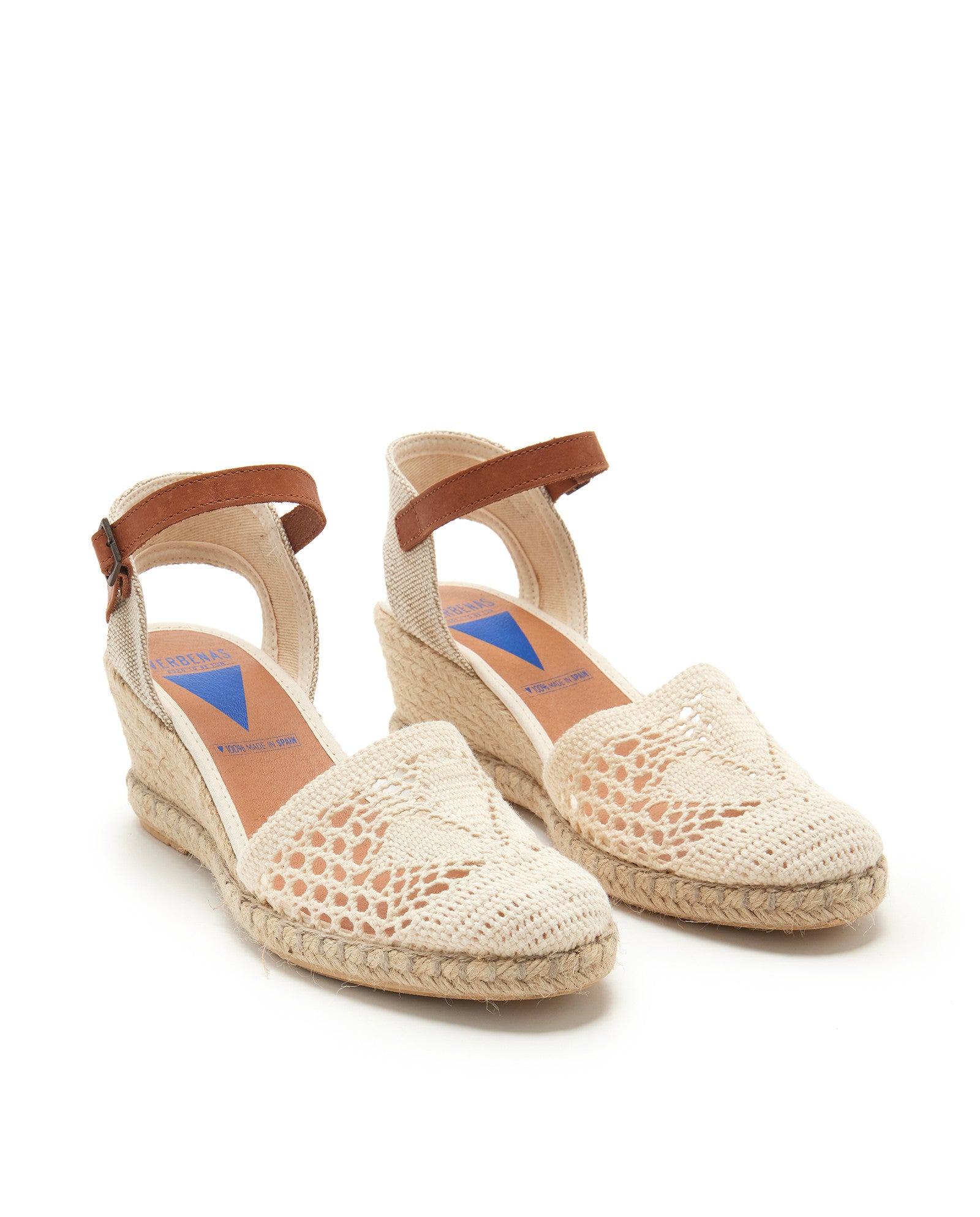 Wedges Malena Crochet/lino Crudo/crudo