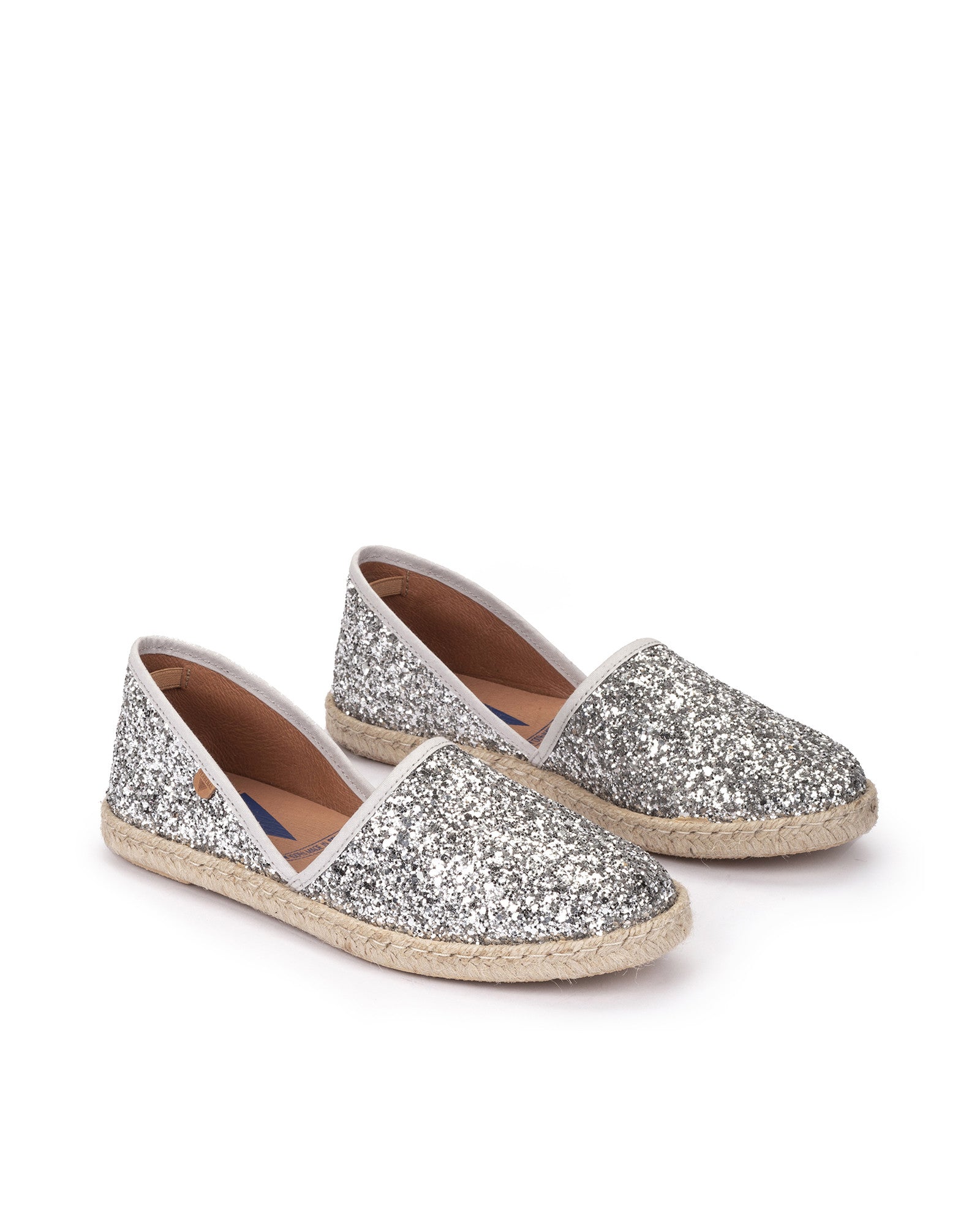 Alpargatas Planas Carmen Glitter Plata