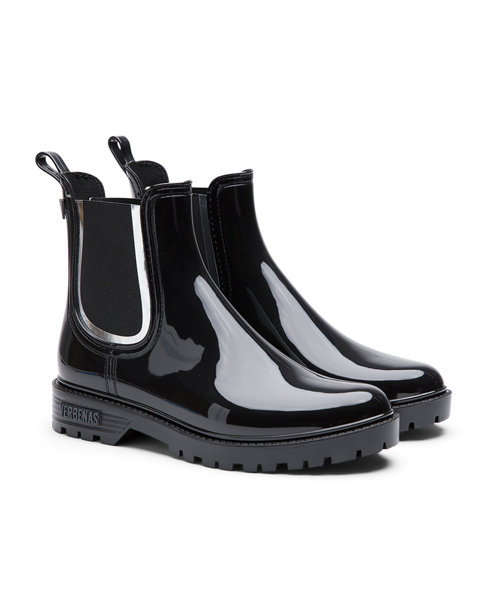 Botas Agua Gaudi Brillo Espejo Negro/Plata