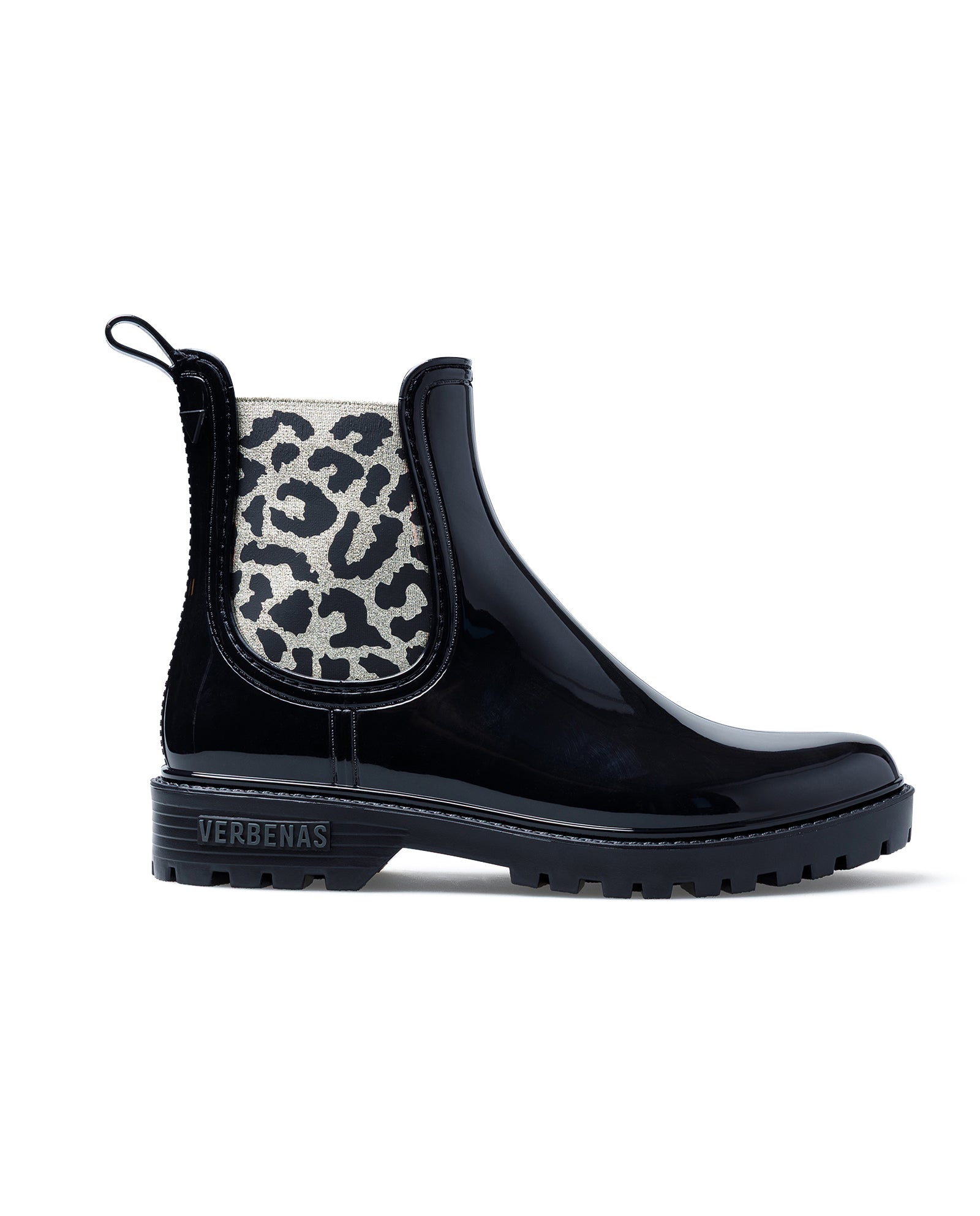 Botas Agua Gaudi Brillo Animal Met Negro-Leo Oro