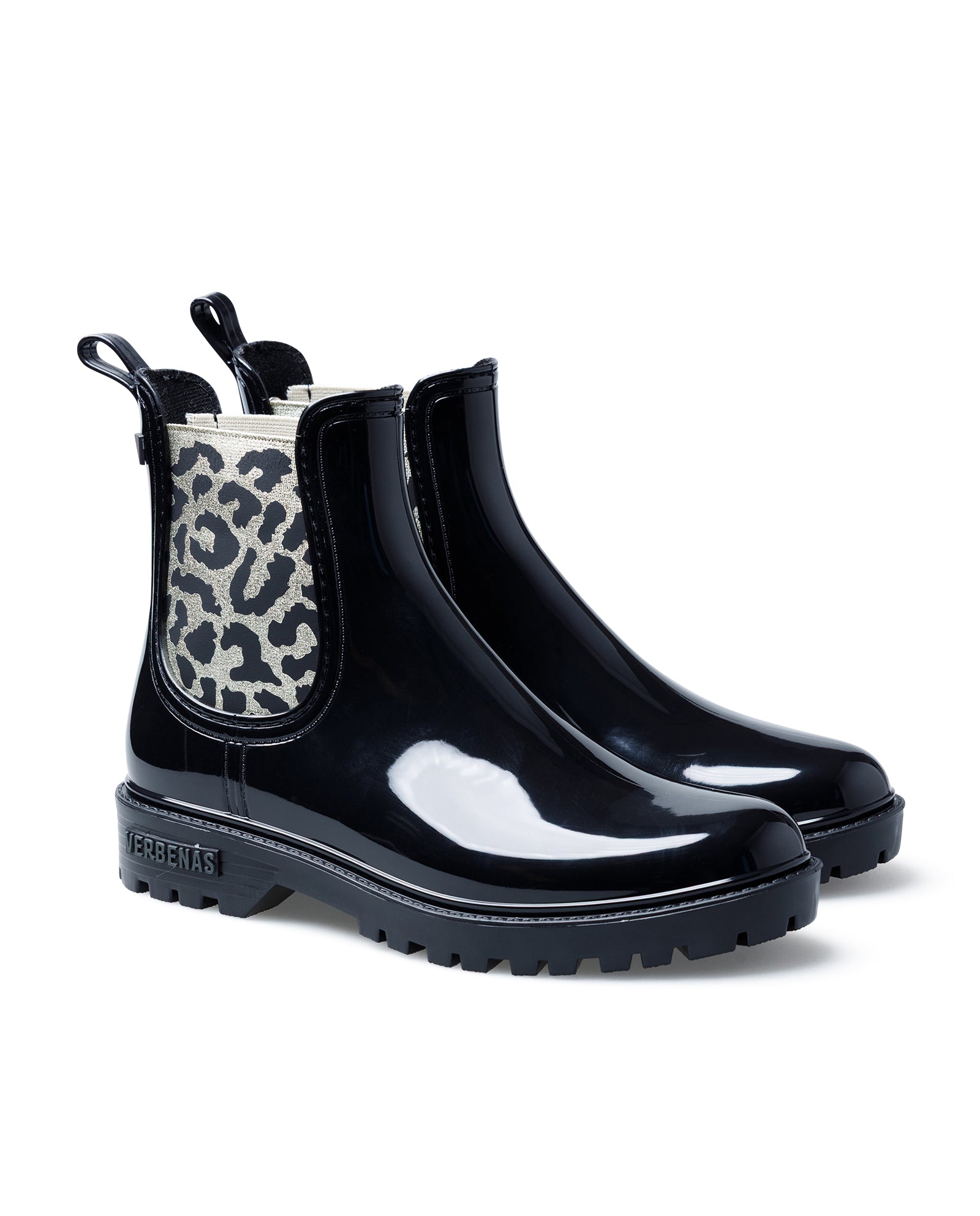 Botas Agua Gaudi Brillo Animal Met Negro-Leo Oro