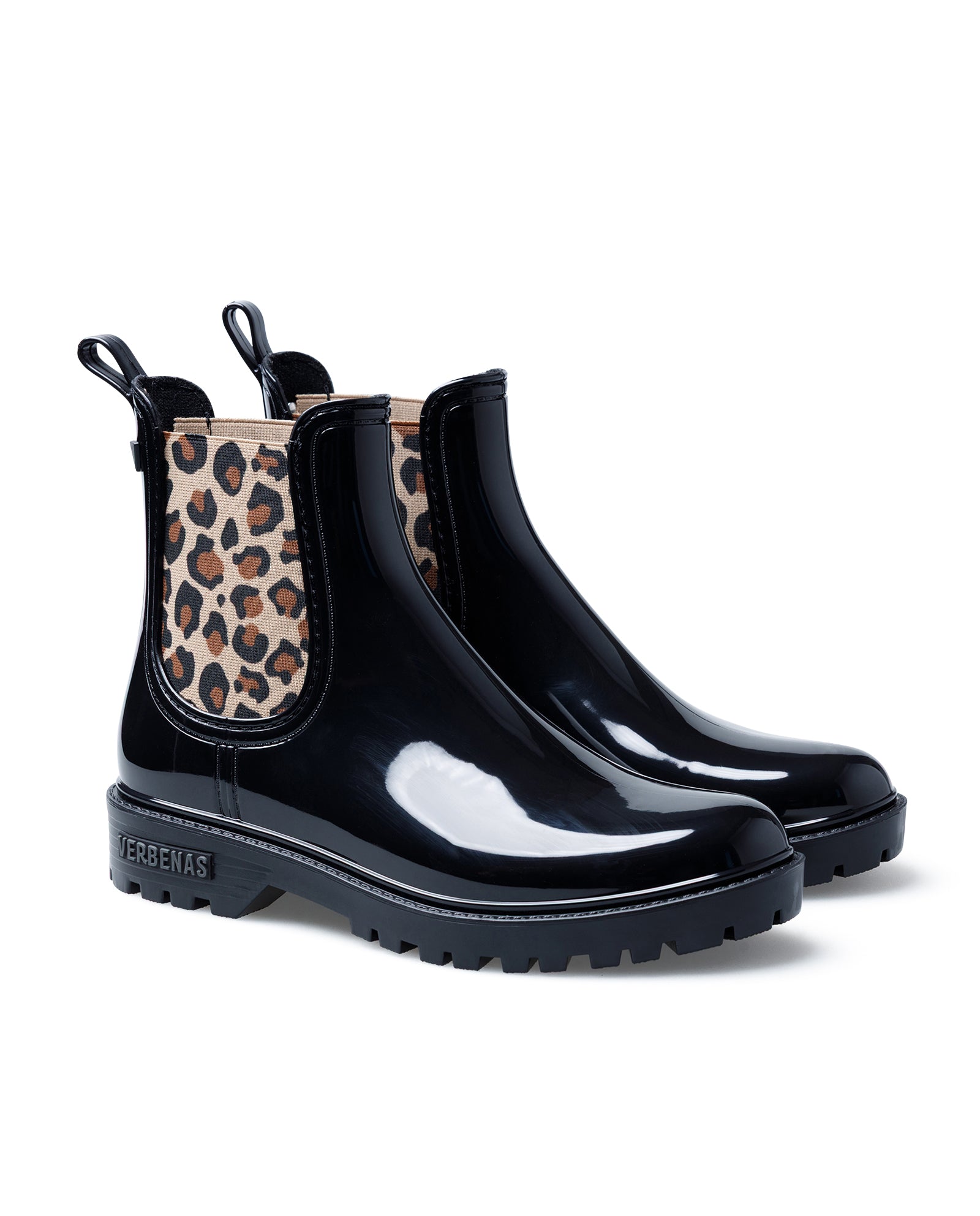 Botas Agua Gaudi Brillo Animal Negro-Leopardo