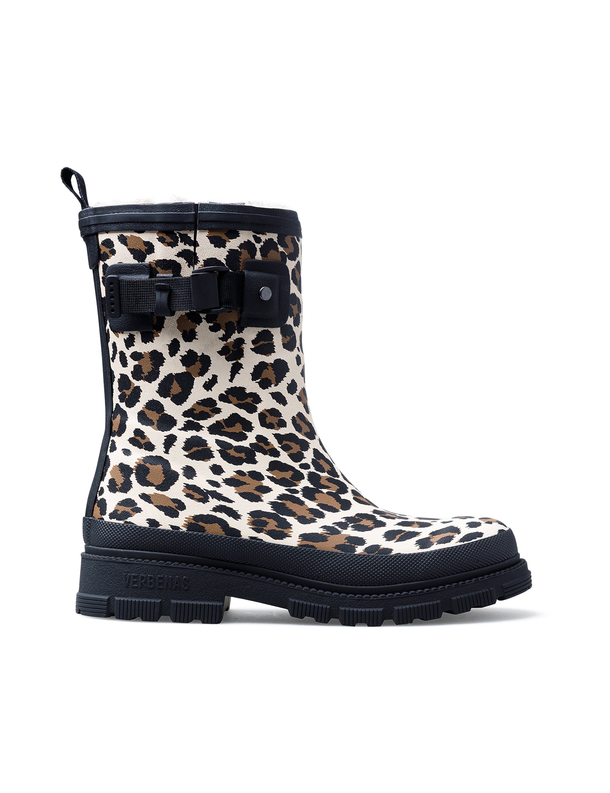 Rain Boots Lina Fur Smooth Animal Crudo Leo/Black