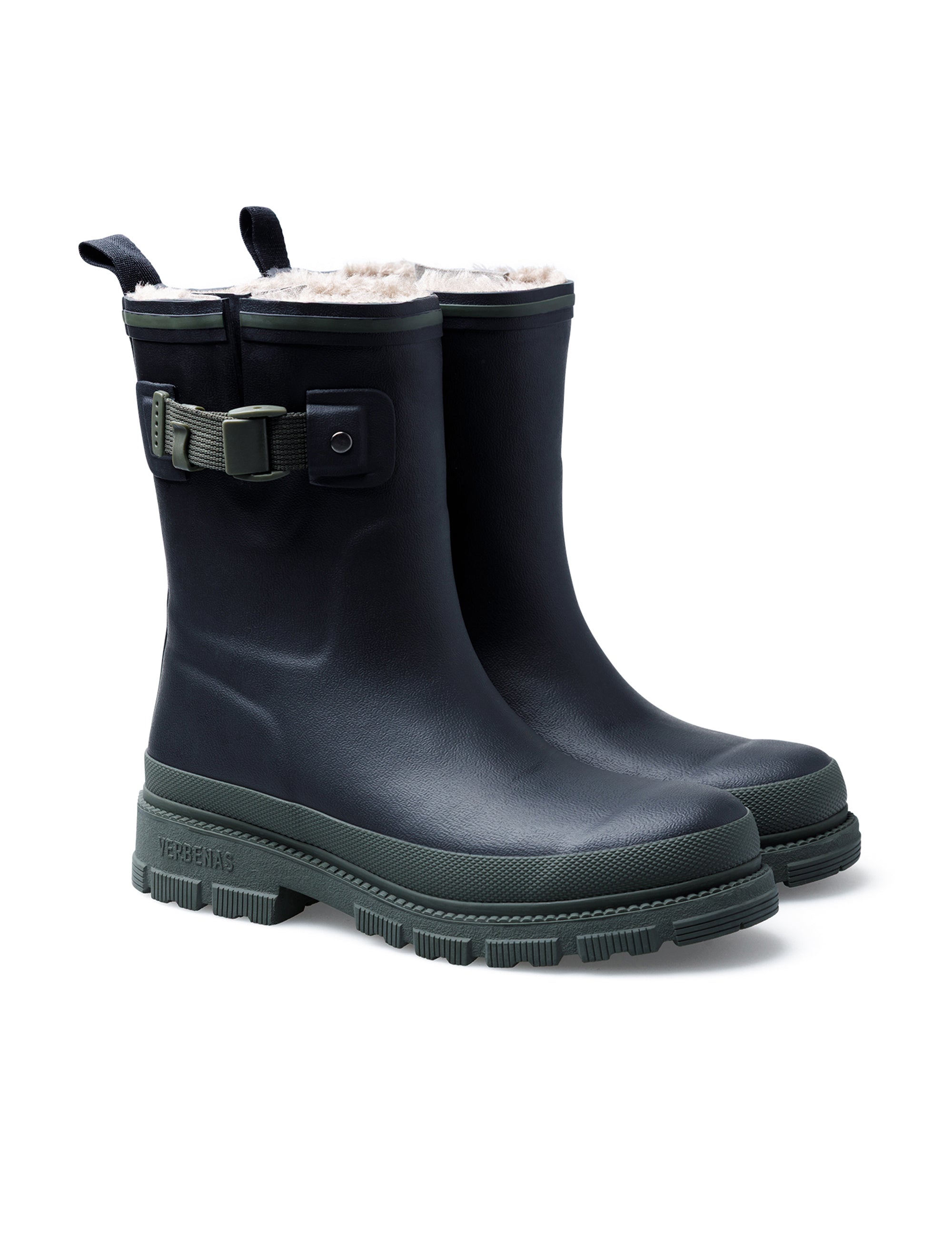 Stivali da pioggia Lina Fur Smooth Black/Kaki