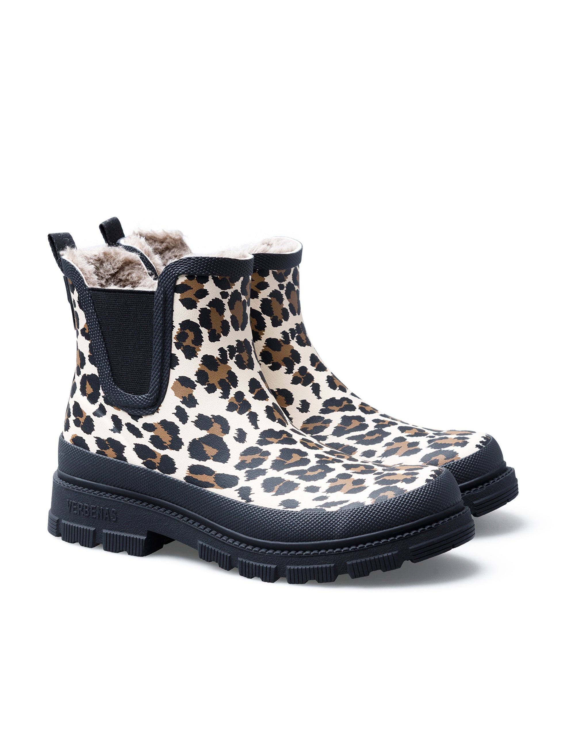 Stivali da pioggia Lua Fur Smooth Animal Crudo Leo/Black
