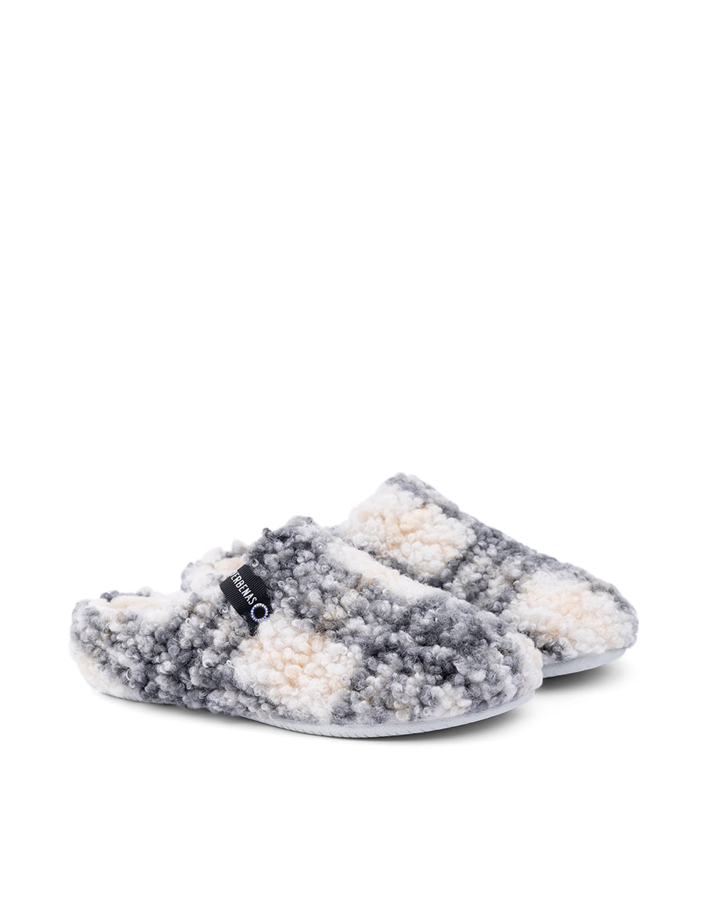 Zapatillas Casa York Plaid Borrego Blanco