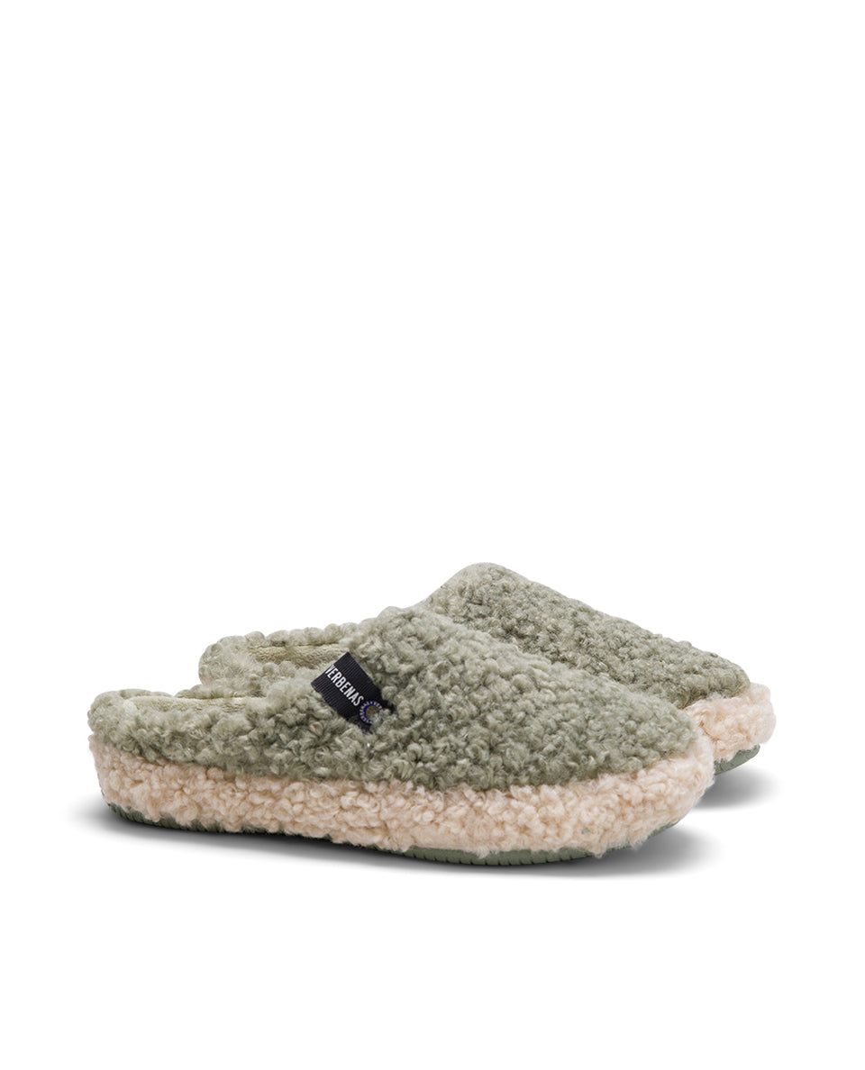 Slippers Yuma Curly Verde/Beig